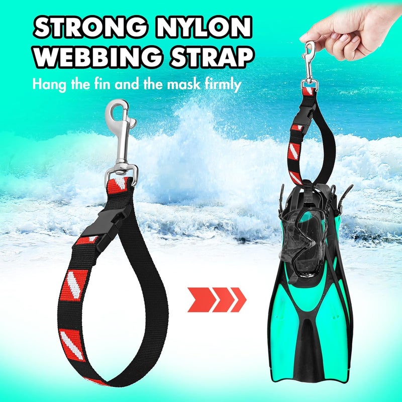 Dawitrly Scuba BC Fin and Mask Holder, Diving Flippers and Mask Keeper with Quick Release Loop Lanyard and Stainless Steel Swivel Clip, Nylon Dive Flag Webbing Strap for Diving, Fishing Equipment - Image 2
